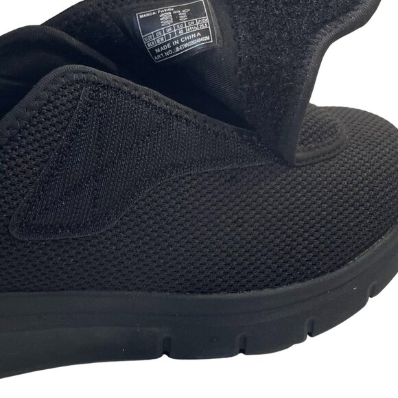 FitVille Diabetic Shoes Mens 8 EW Black Arch Heel Support Sneakers EasyTop Wings
